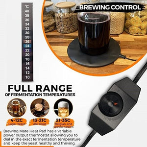 UK Stock - 25W Brewing Heat mat/pad Beer/Wine Making - adjustable temp.